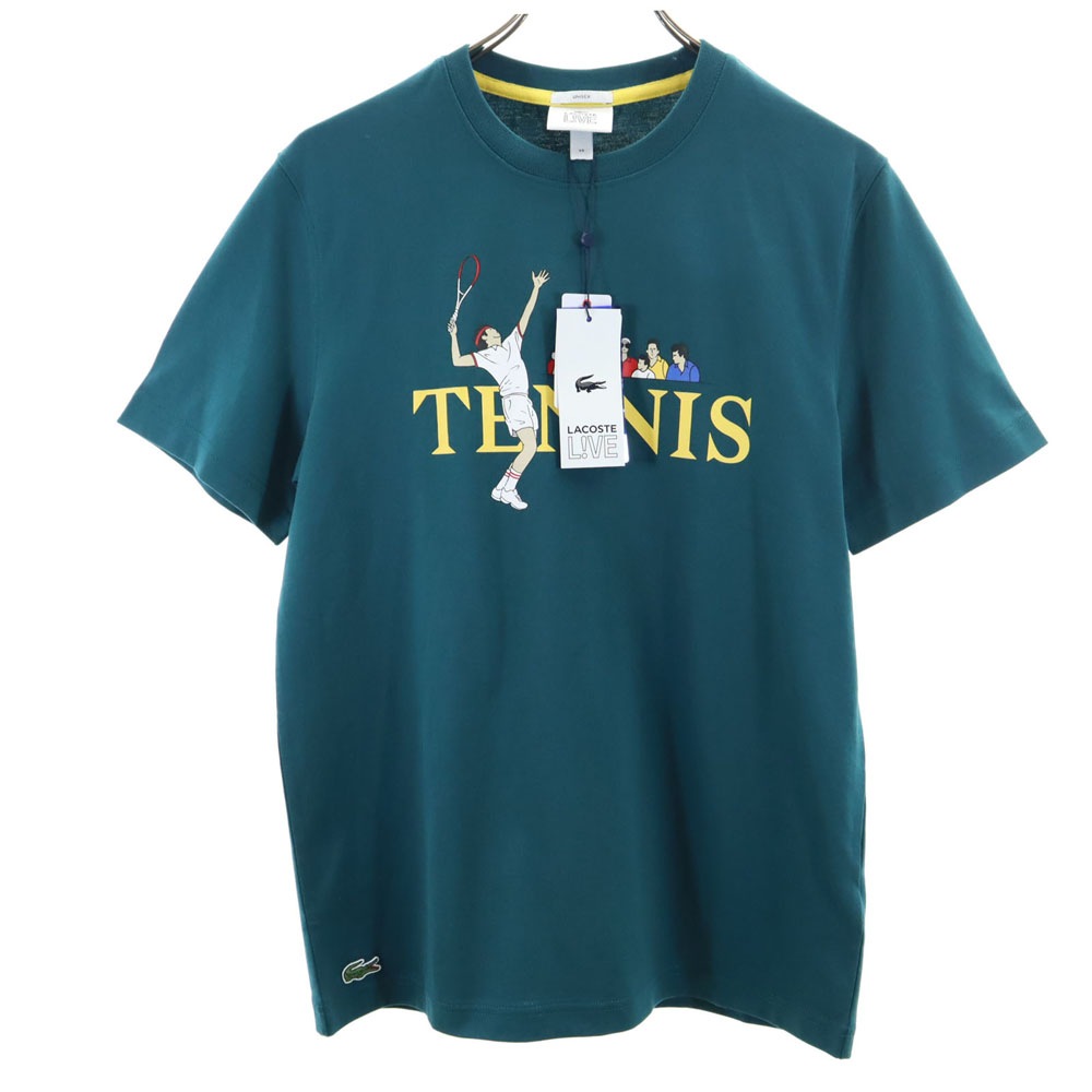 未使用 ラコステライブ テニス 半袖 Tシャツ XS 青緑 LACOSTE L!VE メンズ