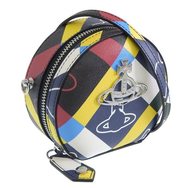 ヴィヴィアンウエストウッド バッグ レディース ブルーマルチ ORB AND MINI ROUND CROSSBODY ORB AND HEART CHECK 43030101S000CO313 VI