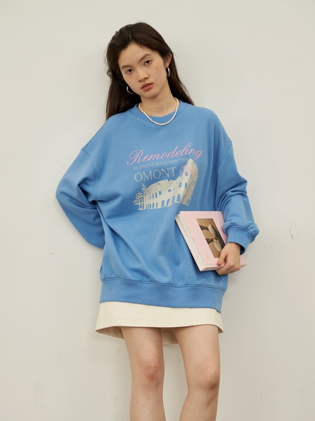 エッグタルト ファミリー ルーズ カジュアル プリント スウェットシャツ