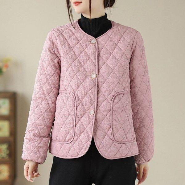 女性のデイリーダイヤモンドキルティングポケットボタン軽量ジャケットSDW-JKA-SDS5049