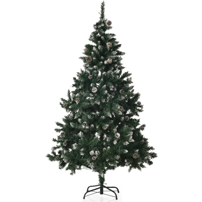 クリスマスツリー オーナメントセット ツリー 雪化粧 LEDライト 180cm 簡単組立 LEDイルミネーションライト LEDロープライト 電飾 まつぼっくり 装飾 組立簡単 クリスマス 北欧 飾り