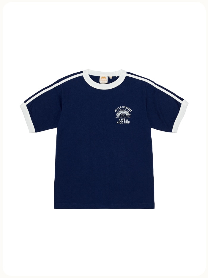 HELLO SUNRISE VTG Arch Logo Soccer Tee (W) Navy