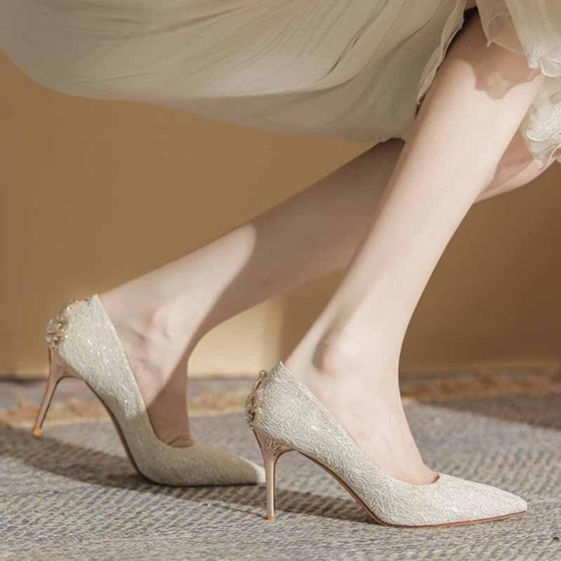 500円OFFクーポン ポインテッドトゥ パンプス レディース 春夏秋冬 結婚式パンプス 低反発 痛くない 履きやすい 美脚 ヒール5/6.5/8.5cm ラメ キラキラ 結婚式 入学式 卒園式 小さ