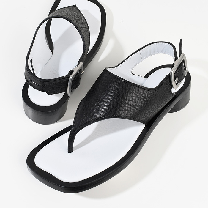 メゾン マルジェラ サンダル アナトミック トングサンダル S59WP0199 P6381 レディース ブラック レザー ステッチ 春夏