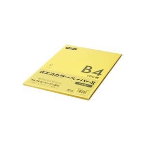 (まとめ) TANOSEE αエコカラーペーパーII B4 イエロー 少枚数パック 1冊(100枚) 5セット