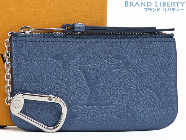 未使用ルイヴィトンモノグラムアンプラントポシェットクレキーリング付きコインケースメタリックブルーネイビーブルー