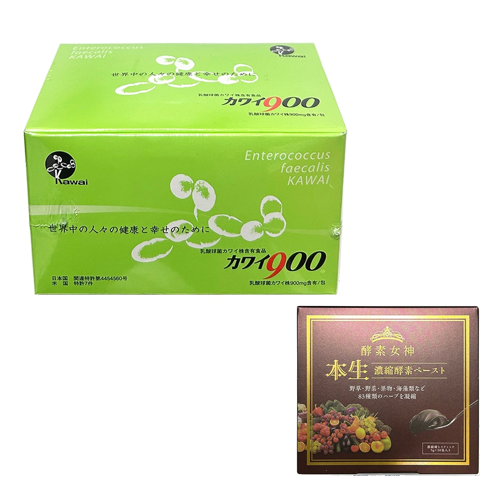 お得セット酵素女神本生濃縮酵素ペースト1箱＋カワイ900 乳酸球菌カワイ株900ｍｇ含有/包 (１箱 １.5ｇ×１００包)