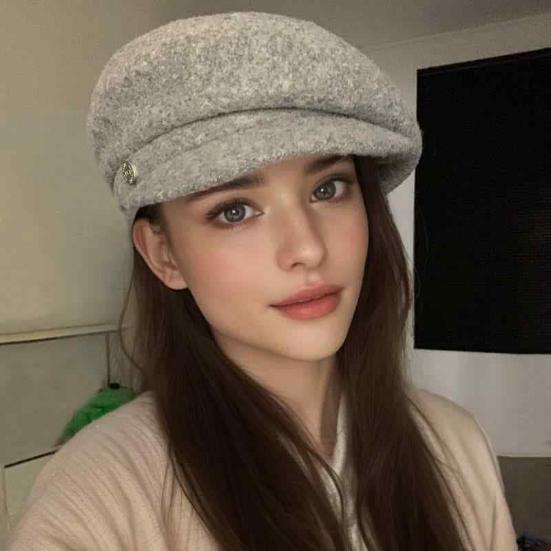 秋服 レディース ファッション オシャレ アイテム カワイイ シンプル 大人カワイイ レトロ ウール ベレー帽 八角 帽子 韓国スタイル プリント 画家帽子