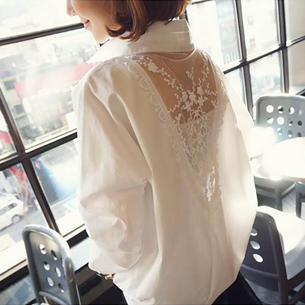背中開き トップス 白 黒 長袖 半袖 S-3XL 即納 レディース シャツ pl3076