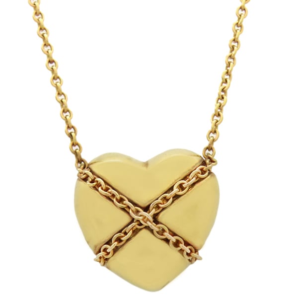 ティファニー Tiffany & Co ネックレス チェーンクロス ハート K18YG イエローゴールド AU750 【箱】【中古】