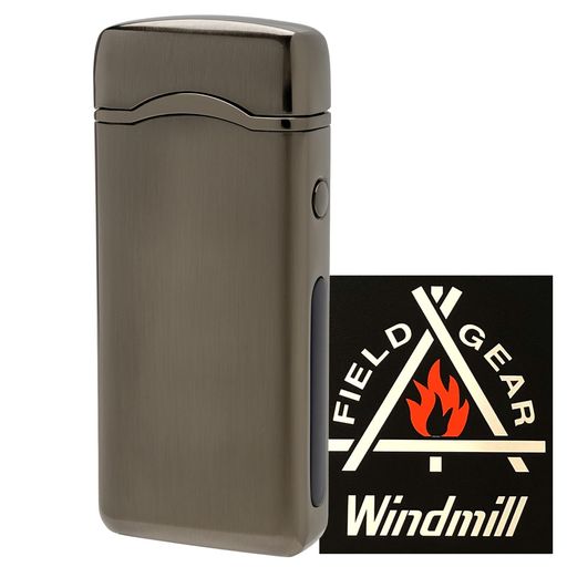 WINDMILL(ウィンドミル) 電子ライター USB充電式 アークライター ARCH BK ヘアーライン 電池残量表示 TYPEC USBケーブル付き ブラック 特製ステッカー付き 71720200