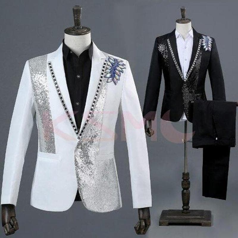 ステージ衣装 メンズ 演出服 スパンコール 上下 ダンス衣装 タキ 司会者 オャケット スーツ パーティー 結婚式 5,210円