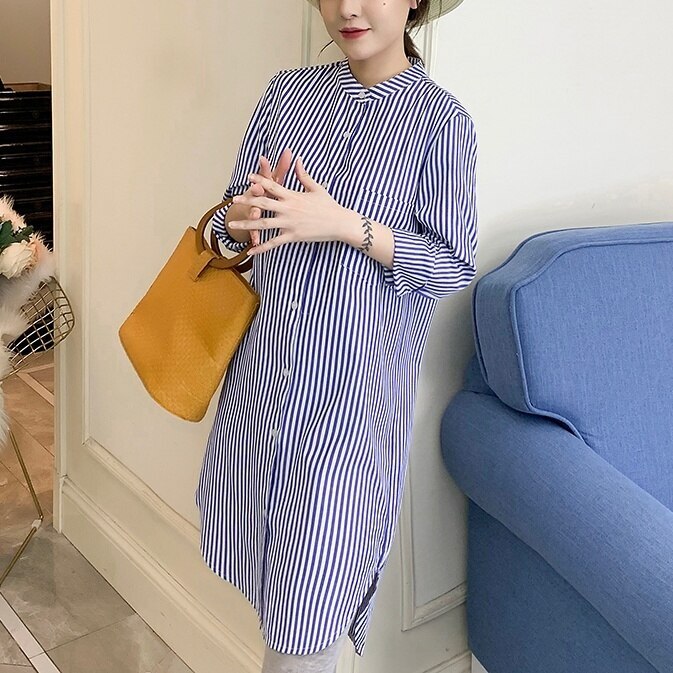 マタニティ用 シャツワンピース レディース マタニティ ワンピース シャツ 女子会 お出かけ デート 食事会 参観日 通勤 カジュアルオフィス 可愛い シンプル スカート きれいめ ロングスカート 大