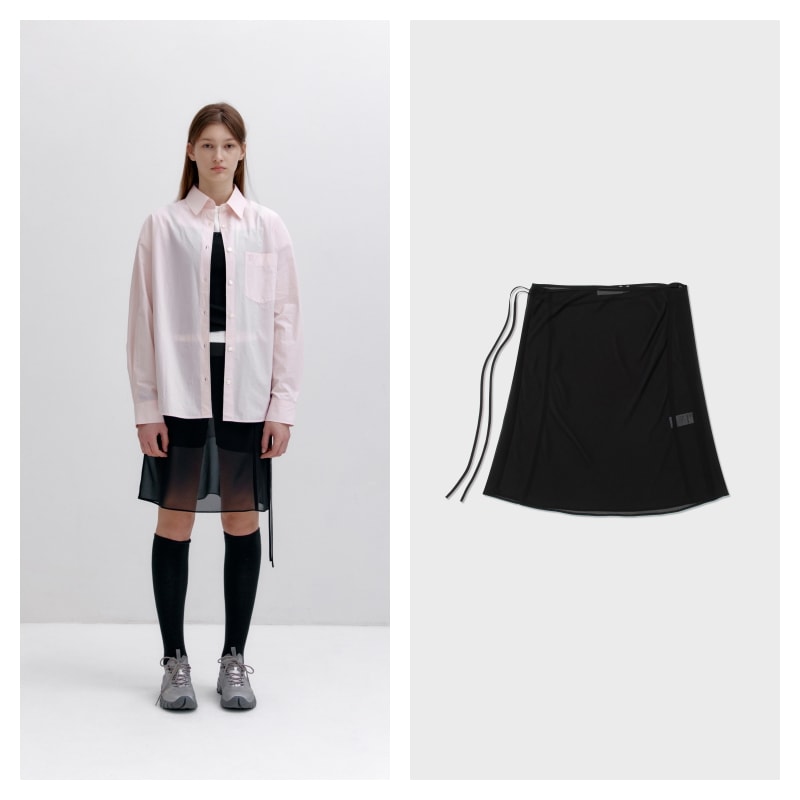 スカート LOW CLASSIC : 24FW / SHEER LAYERED SKIRT (BLACK) LOW CLASSIC] / ☆ 24FW SHEER LAYERED SKIRT / BLACK (LOW