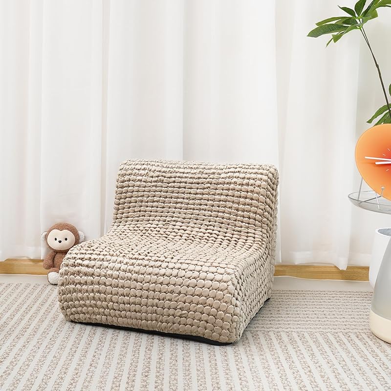 N&Vミニソファ 座椅子 体にフィット 硬め 腰痛 低反発 疲労軽減 カバー取り外し可能 子供 大人兼用（シャンパン）