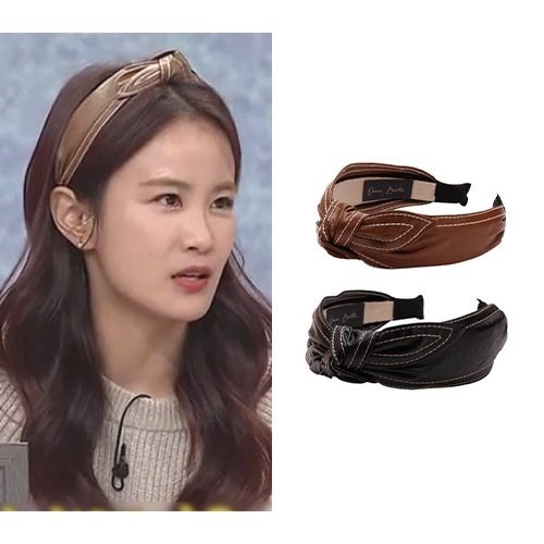 [キムジミン着用] レザーステッチリボンヘアバンド/韓国セレブ着用 韓国人気商品 夏ファッション 人気ジュエリー デイリーアクセサリー