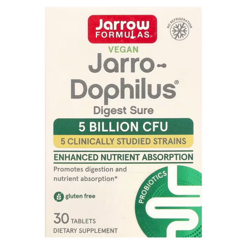 ヴィーガンJarro-Dophilus（ジャロードフィルス） Digest Sure 50億CFU（コロニー形成単位） タブレット30粒