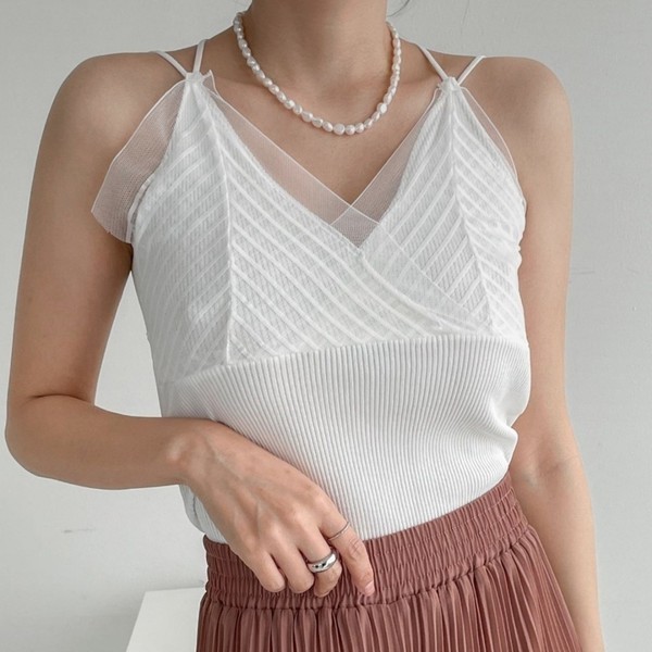 女子 四季 スパン 無地 ブイネック ノースリーブ キャミソール Tシャツ フィットが きれいな 春 夏 秋 冬 インナーTシャツ