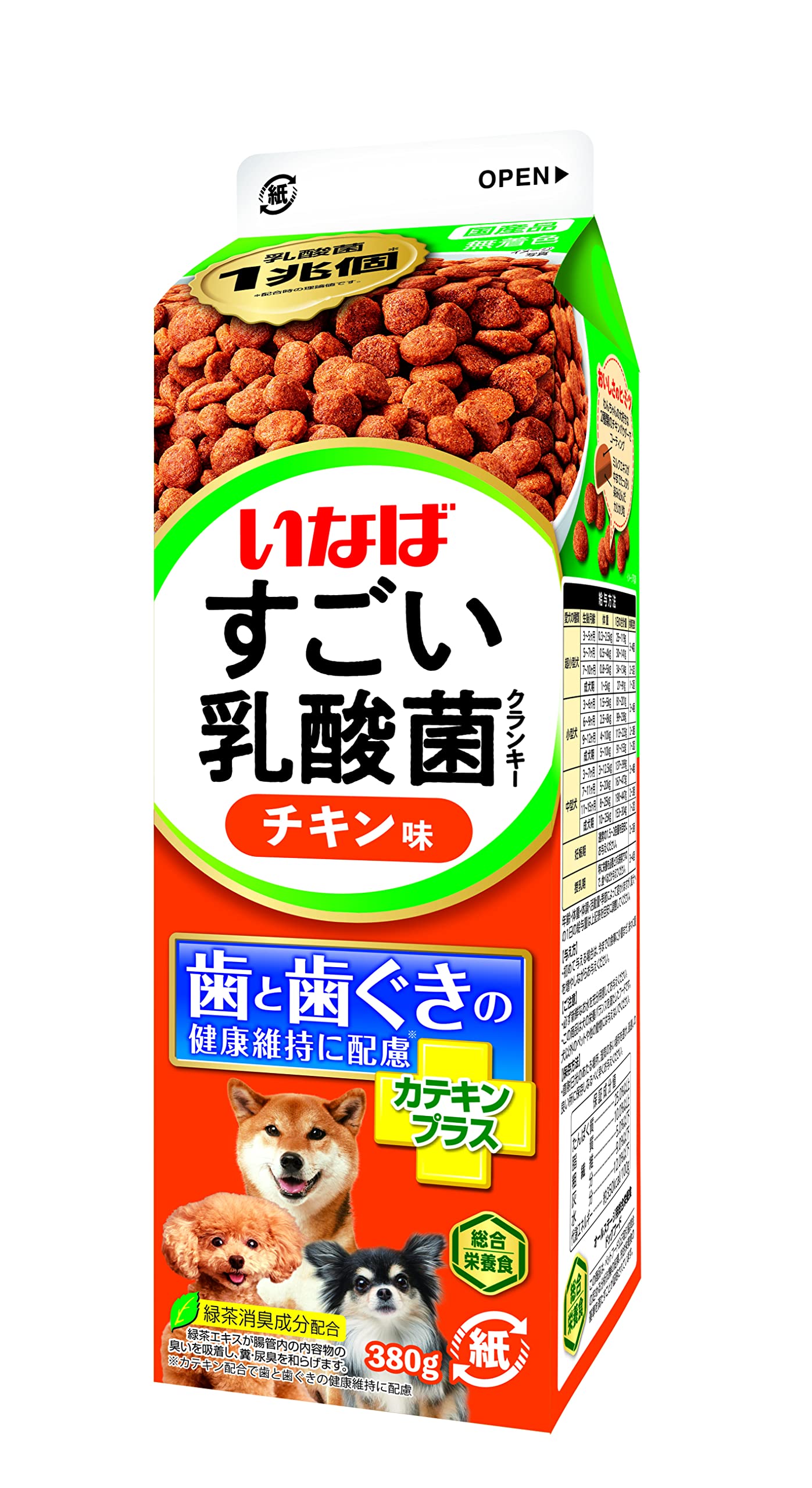 いなば すごい乳酸菌クランキー チキン味 380g×12個 (セット) ドライフード 犬用 牛乳パック