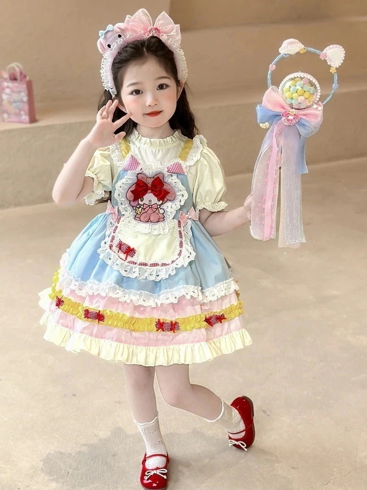 [今週のお買い得]女の子キッズ美楽ティlolitaプリンセスワンピース夏新作女の子诞生日ドレス蓬蓬蓬スカートサンリオ値下げしました！