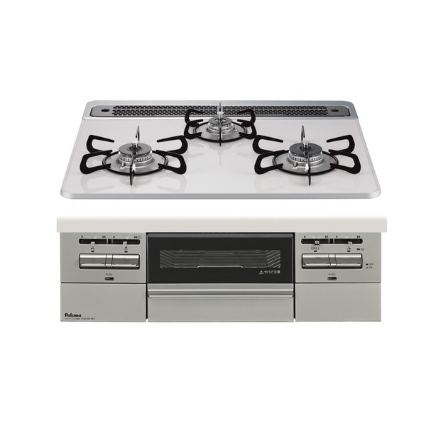 PD-743WS-60CV-LP ティアラシルバー BRilliO ブリリオ ビルトインガスコンロ (LPガス・60cm・3口・水無し両面焼き)