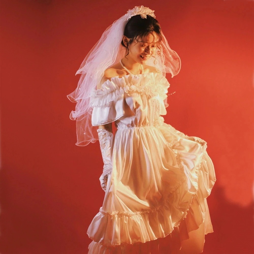 レトロノスタルジックなウェディングドレス風レーショルダー白ガーゼフォトスタジオテーマ写真撮影ライトドレス安い