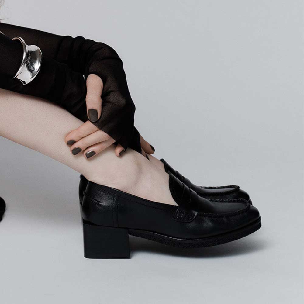 ユーコ イマニシ yuko imanishi 751120 RIRI ブラック 5cmヒール ローファー スリッポンシューズ