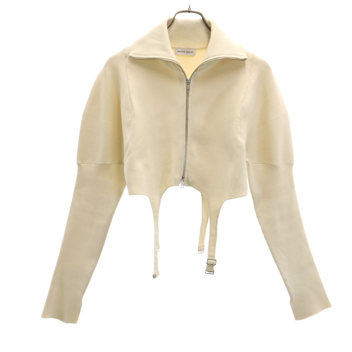 ショート丈 ニットジャケット FREE ベージュ レディース 古着