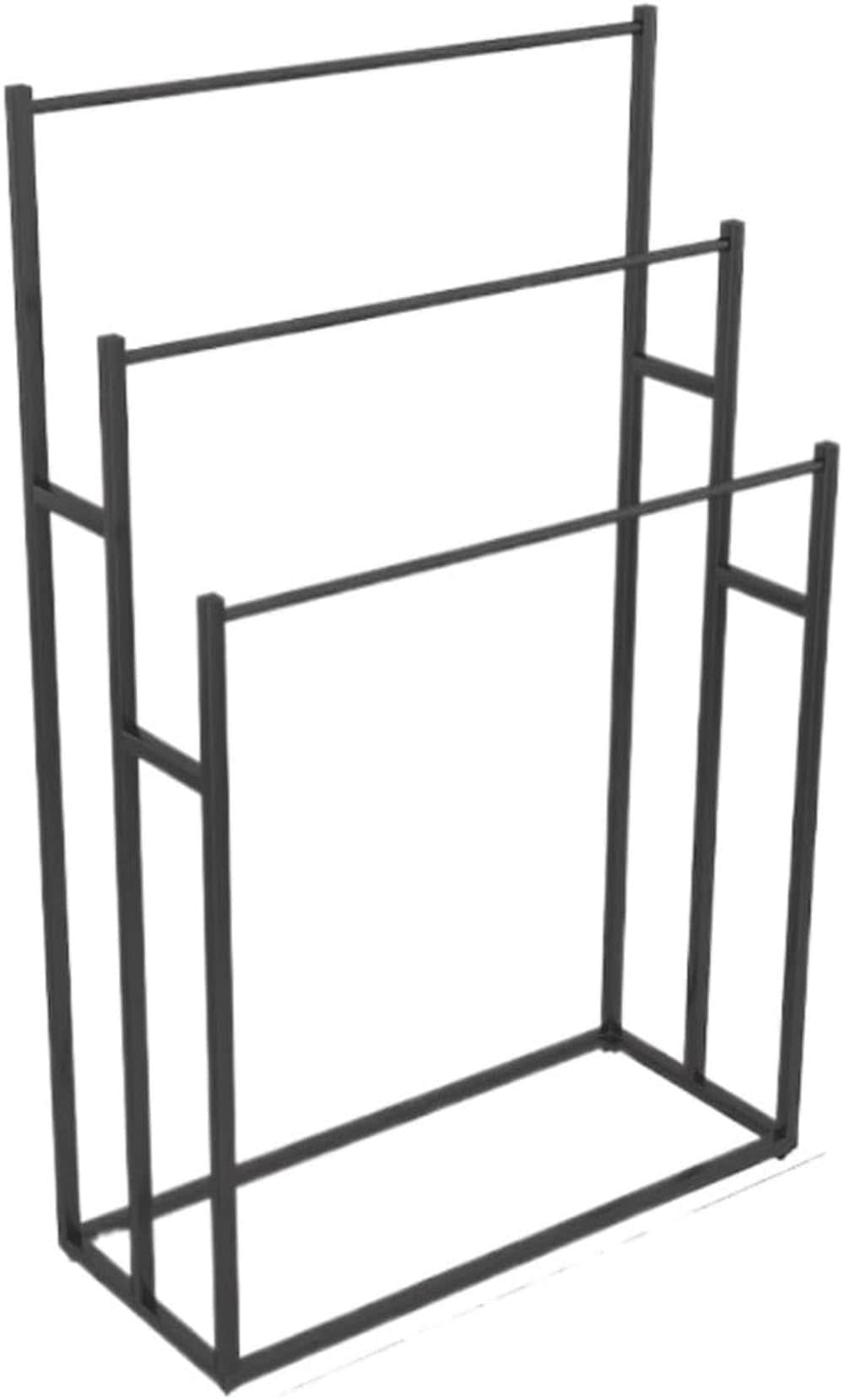 Vzqr バスタオルスタンド アイアン製 自立式 タオルラック・タオルハンガー 省スペース 収納 お風呂・洗面所・寝室向け 防錆 耐久 組立簡単 幅55×奥行25×高さ110cm ブラック (55*2