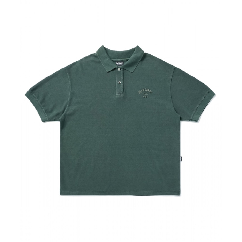 ミニマルプロジェクトミニマリストピグメント半袖襟Tシャツ MKT104 [ブルーグリーン]