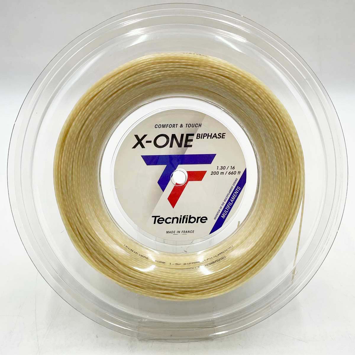 【中古・未使用品】テクニファイバー Tecnifibre X-ONE BIPHASE 1.30 硬式テニス ストリング ガット エックスワン バイフェイズ 200ｍ ロール ナチュラル 01RXO13