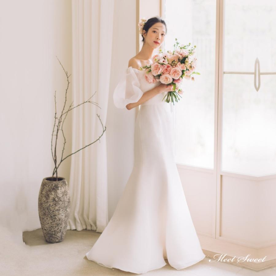 ウェディングドレス ウエディングドレス ロングドレス 二次会 結婚式 前撮り ブライダル 花嫁 オフショルダー 半袖 マーメイドドレススレンダードレス