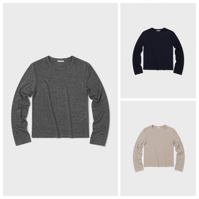 【LOW CLASSIC】 LOGO-PATCH WOOL JERSEY WARM T-SHIRT : 3COLORS