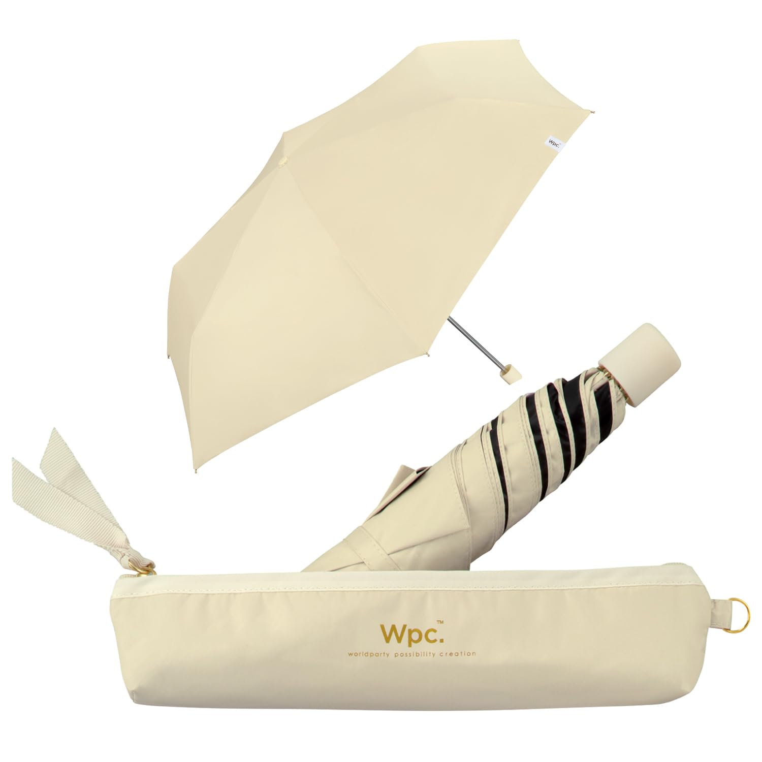 Wpc. 日傘 オールウェザーパラソル ベージュ 遮光率100%・UVカット率100％・UPF50＋・晴雨兼用 親骨50cm レディース スリム コンパクト シンプル 無地 パステル 女性 メンズ 4,815円