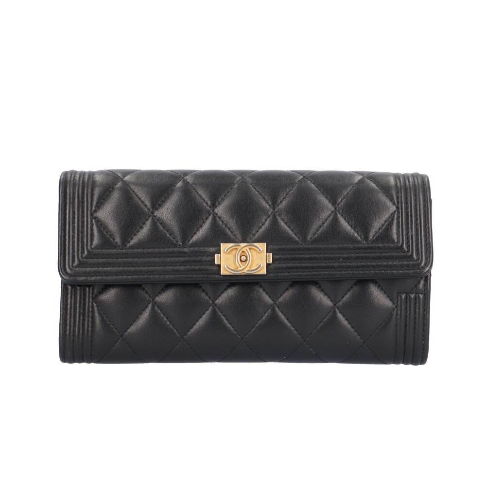 シャネル ボーイシャネル 長財布 ラムスキン A80286 CHANEL 中古