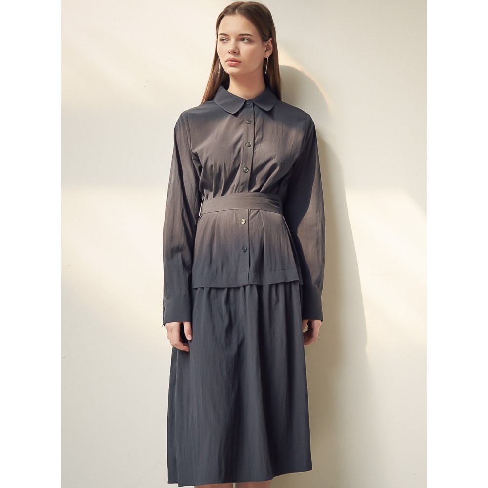 ACUD ガイアシャーリングシャツワンピース ネイビー