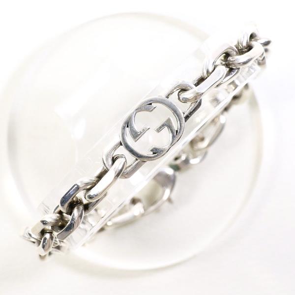 グッチ インターロッキング シルバー ブレスレット 箱 袋 約19.5cm ジュエリー 中古