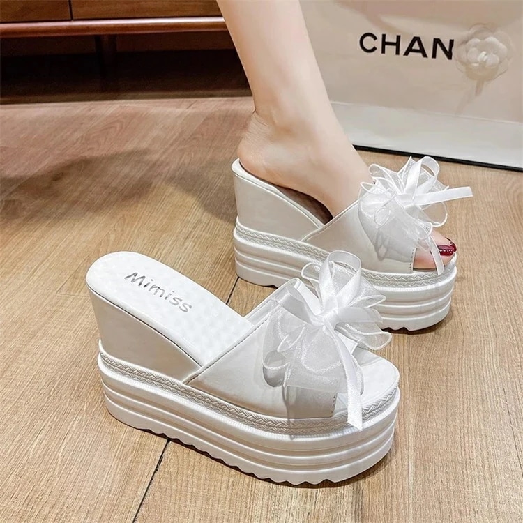 レディース　サンダル　シューズ　ブラック　ホワイト（12cmヒール ) ミュール ウェッジソール 厚底サンダル サボサンダル レディース コンフォート ビーチ 美脚ハイヒール 安定感 夏 歩きやすい