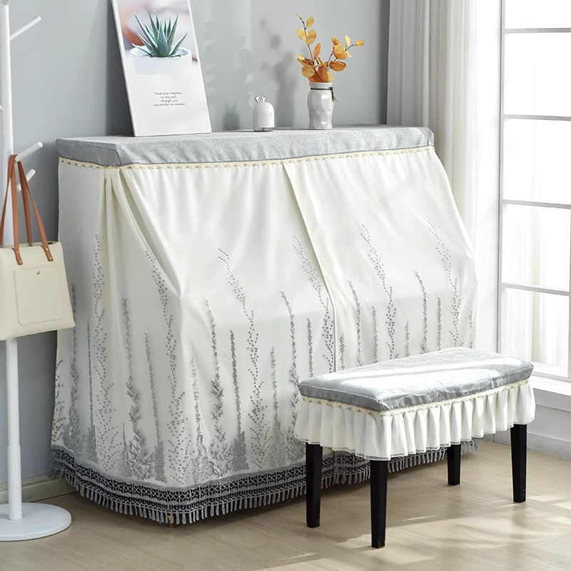 ピアノカバー 椅子カバー 2点セット レース 白 グレー 電子ピアノカバー フルカバー ピアノトップカバー アップライト デジタルピアノカバー 防塵カバー ピアノカバーセット 可愛い おしゃれ 韓国風