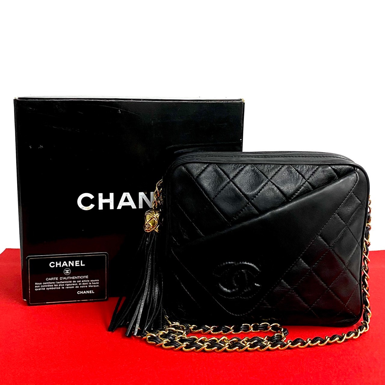 ヴィンテージ マトラッセ ココマーク　ショルダーバッグ ラムスキン ブラック 35573