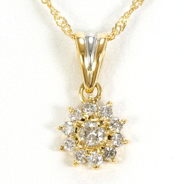 PT900 プラチナ K18YG ネックレス ダイヤ 0.20 約40cm ジュエリー 中古