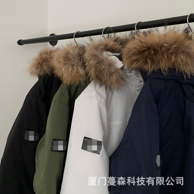 韓国MlB工装ダウンジャケット男女カップル中長期NY大毛襟連帽ビロードコート即墨区