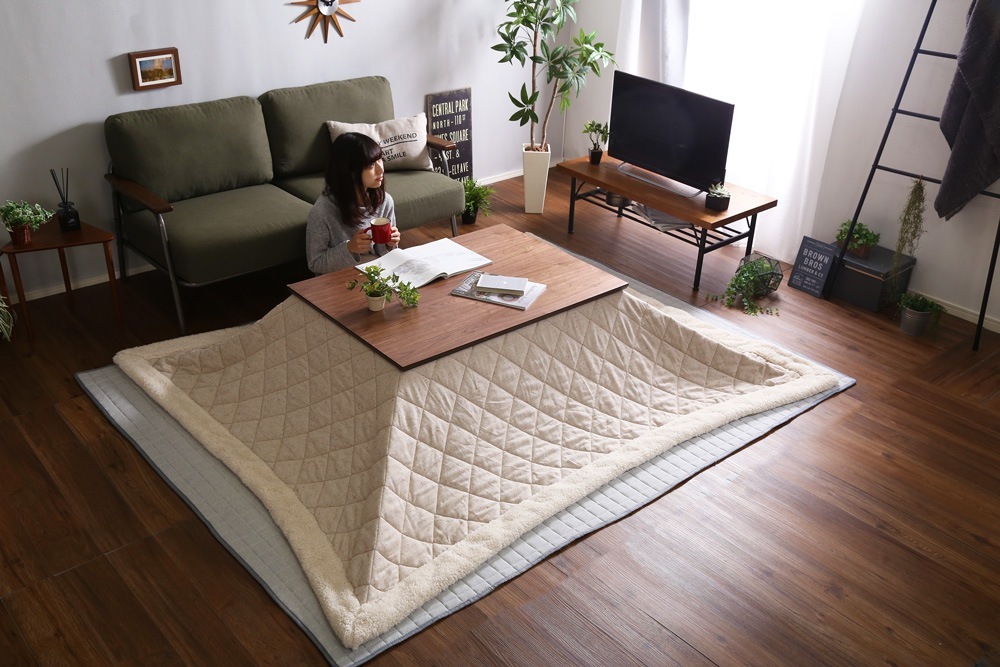 こたつテーブル こたつ コタツ 長方形 105 フラットヒーター おしゃれ 遠赤外カーボンヒーター ウォールナット 300W薄型ヒーター 完成品 炬燵