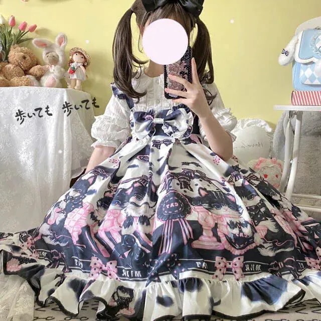 淮西児ロリータ秋のキャミソール乳牛猫ロリータ洋服キャミソールjskワンピース秋服