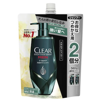 他サイト： ユニリーバJCM　クリアフォーメン トータルケアスカルプシャンプー詰替560g　クリアMトータルSPカエの商品画像