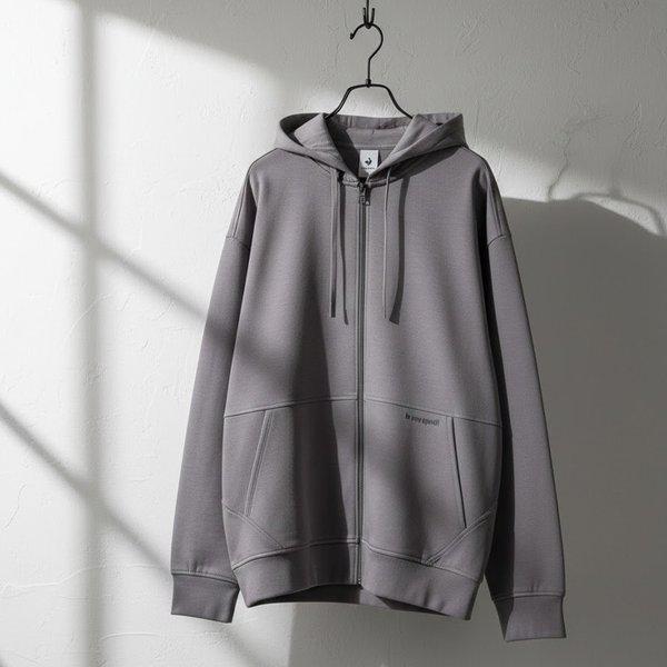 ユニ クッション地ルーズフィットフード付きジップアップ QR123LFT13-GRY