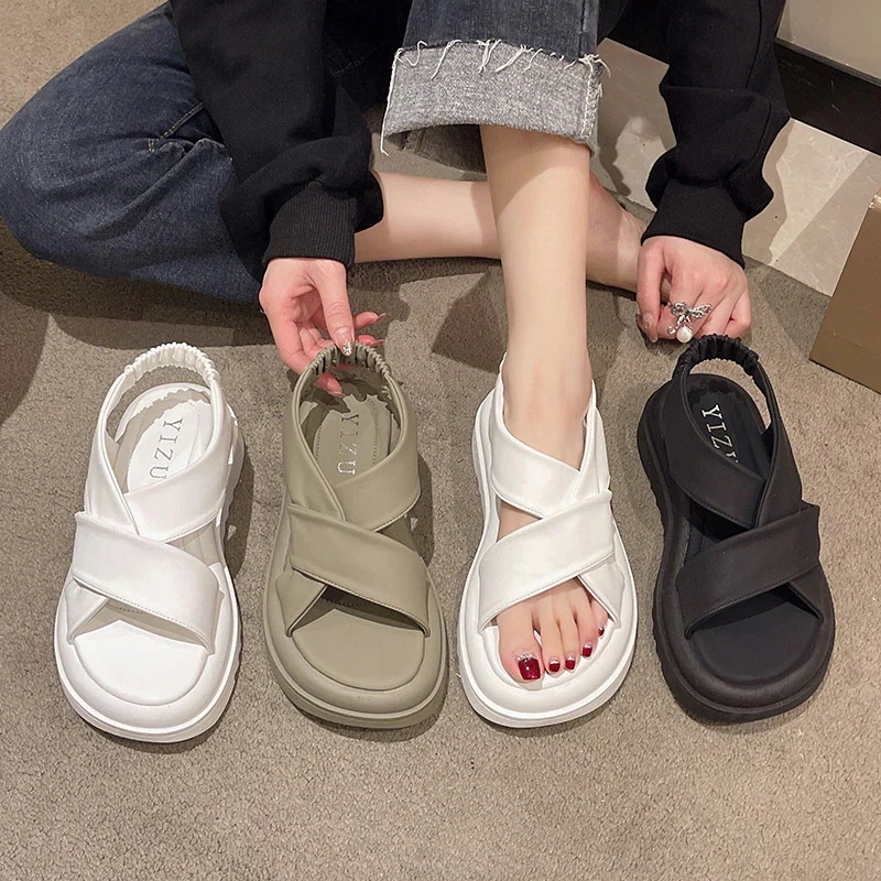 【急速出荷!】1つ買うと10個厚底サンダル 韓国 ファッション 美脚 クロス サンダル レディース サンダル シューズ 厚底スニーカー 靴 疲れない サンダル スポーツサンダル 美脚ヒールサンダル フ