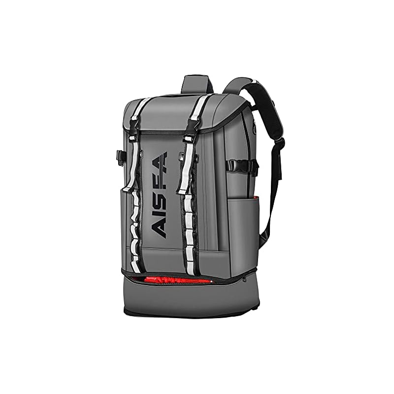 [AISFA] リュックメンズ リュックサックバックパック スクエア 30L 防水 17インチ PC ビジネス ラップトップバック USB充電ポート付き アウトドア旅行 通勤 靴/弁当収納 (グレー)