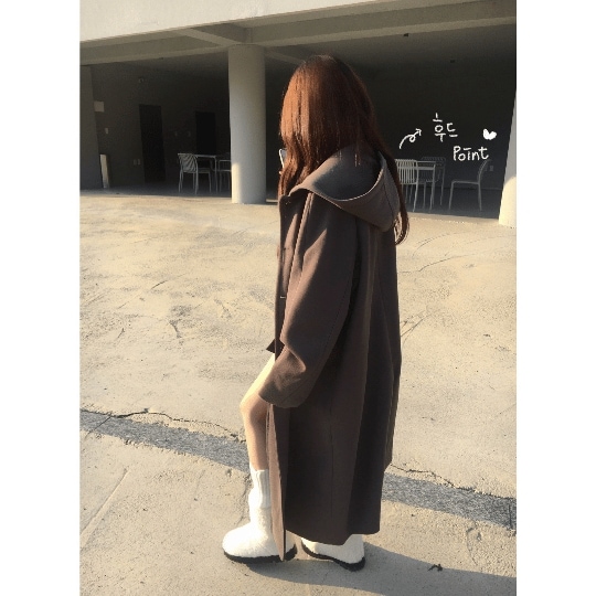 [high quality/ウール配合] ロング パーカー オーバーフィット コート·3color (冬の新作 フードロングコート コート ロングコート アウター 冬アウター ウールジャケット)