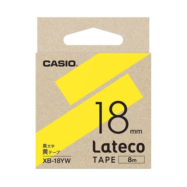 (まとめ)カシオ計算機 ラテコ専用テープXB-18YW黄に黒文字(×10セット)